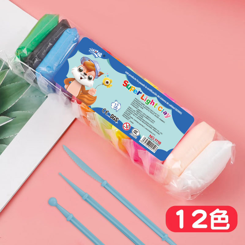 Juguetes de arcilla ultraligera hechos a mano para niños, arcilla de color, plaster de goma, espacio de barro, no mancha