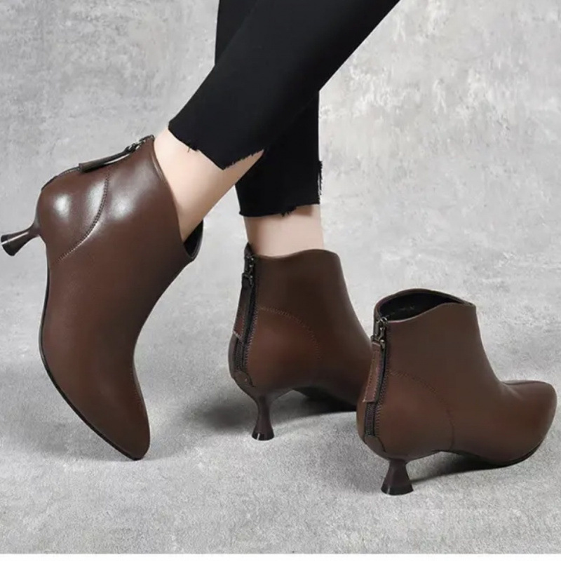 2024 New Autumn and Winter Small Heel Ankle Boots Women's Pointed Toe Middle Heel Leather Shoes Spring and Autumn Soft Leather Women's Shoes High Heel Martin Boots 2024 New Autumn and Winter Small Heel Ankle Boots Women's Pointed Toe Middle Heel Leather Shoes Spring and Autumn Soft Leather Women's Shoes High Heel Martin Boots
