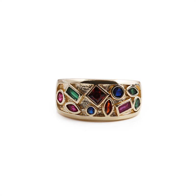 Fashion Vintage Copper Color Inlaid Zirconium Ring Wholesale Nihaojewelry display picture 2