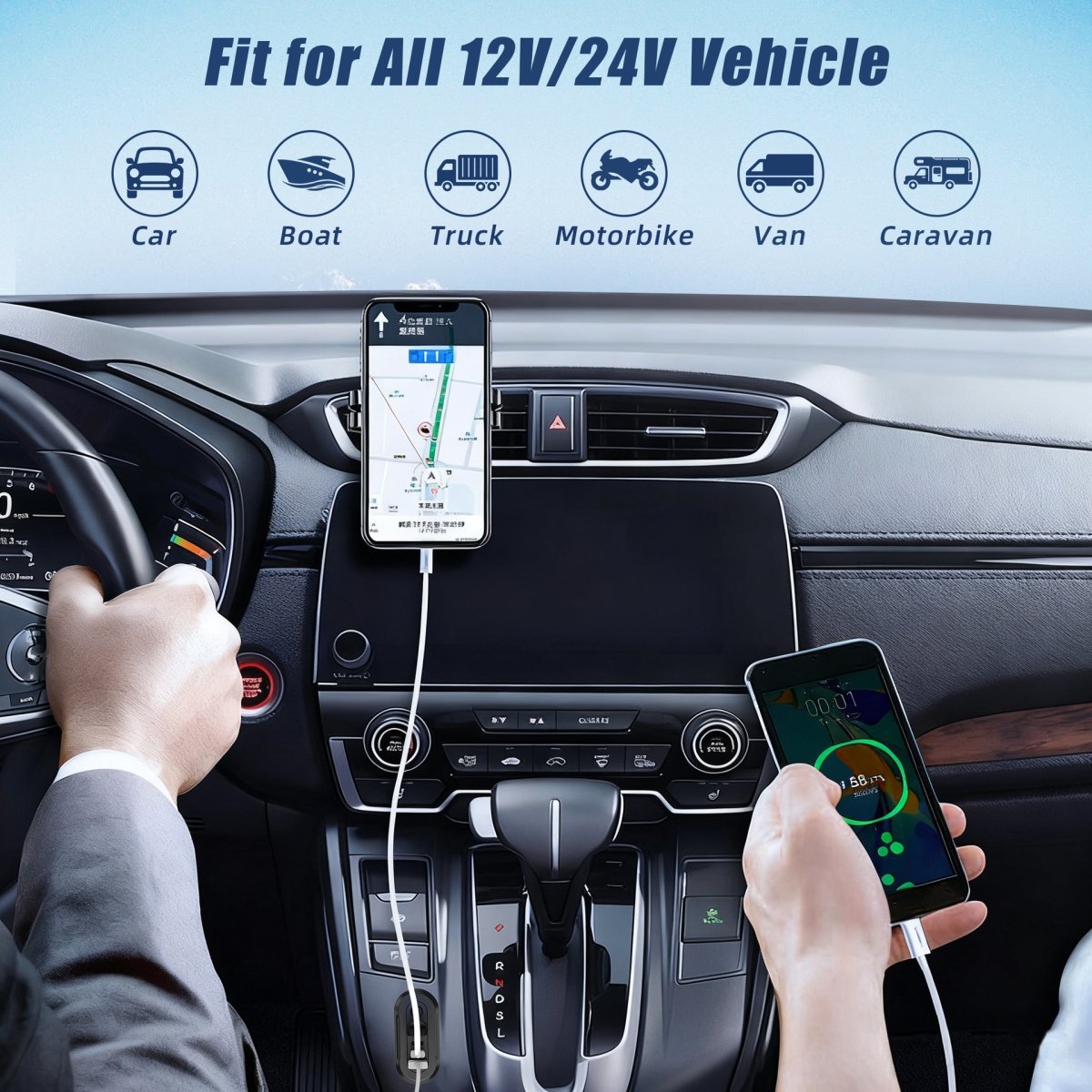 Dual Qc+Pd with Mechanical Switch Button, New Car Charger, Mini Bus Modified Multi-Function Charger
