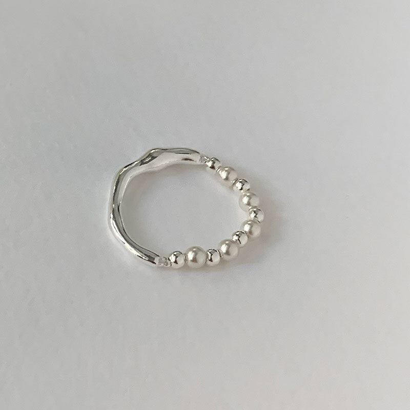 Einfacher Stil Kreis Silber Perle Überzug Ringe 1 Stück display picture 1