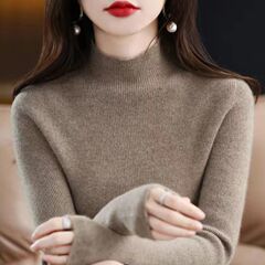第一線のアパレルメーカーによる肌に優しいクラシックな秋冬新作無地ニットセーター、女性用ウルジャンベーシックモデルセーター
