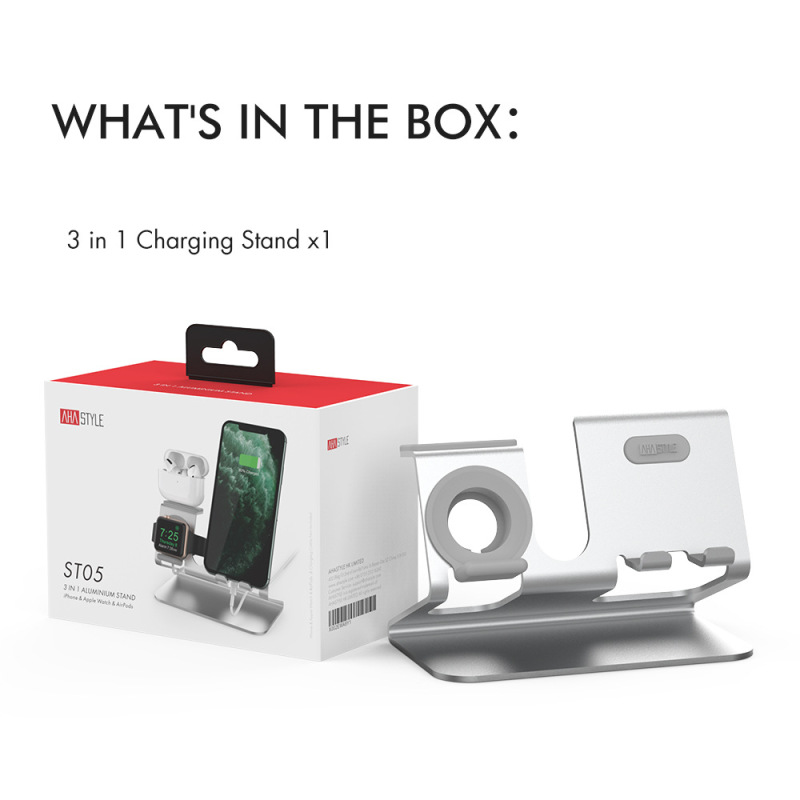 AHASTYLEは、Appleの携帯電話、時計、イヤホンに適した3-in-1アルミニウム合金スタンド、AirPodsイヤホンベースです。|undefined