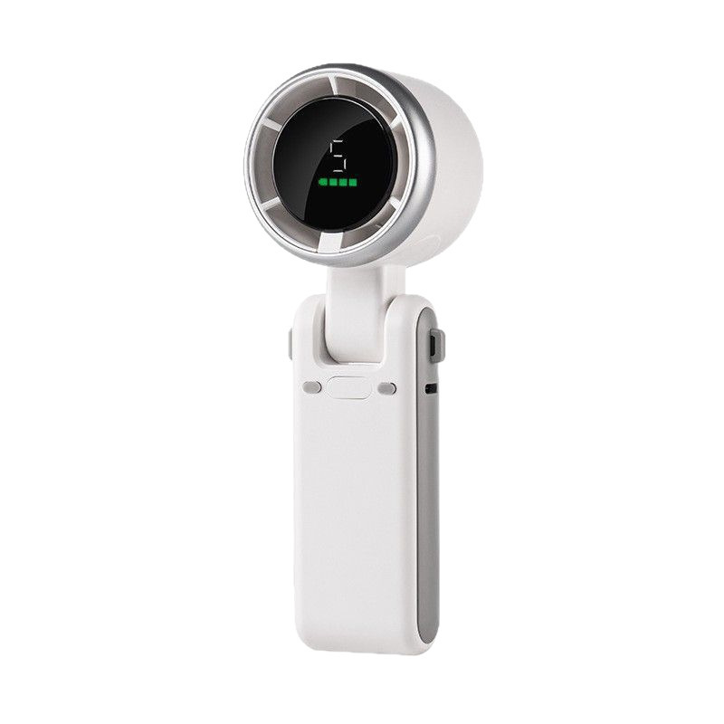 Cross-Border Hot-Selling Product N607 High-Speed Turbocharged Handheld Turbo Fan with Digital Display, Mini Neck-Hanging Portable Folding Fan