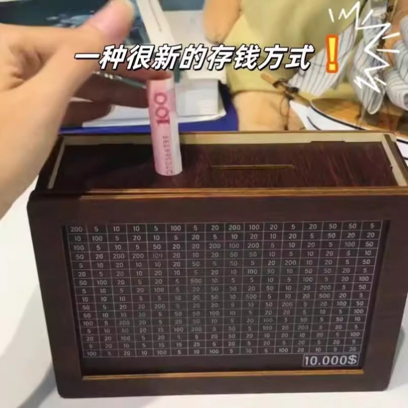 インターネットセレブのレトロな木製貯金箱、貯金箱は飾り品を保管でき、学生の小遣いコレクションを保管できます、送料無料|undefined