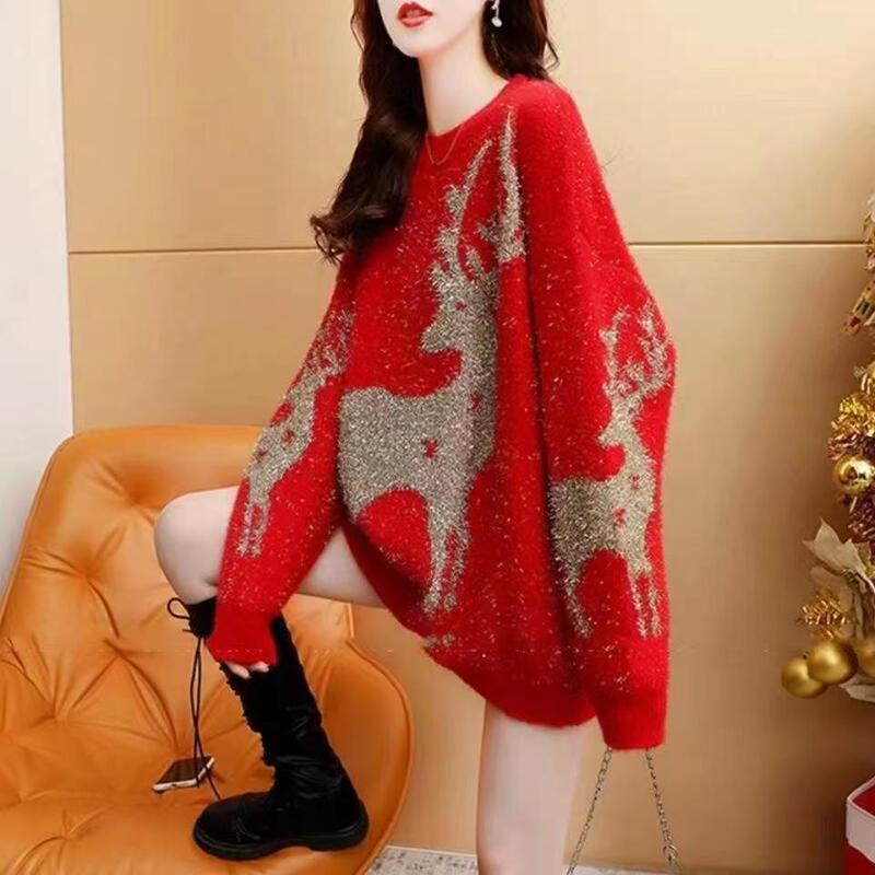 New Christmas-style couple's outfit with snowflake pattern, thickened sweater for men and women, loose and casual style, suitable for outdoor wear, warm knitwear New Christmas-style couple's outfit with snowflake pattern, thickened sweater for men and women, loose and casual style, suitable for outdoor wear, warm knitwear