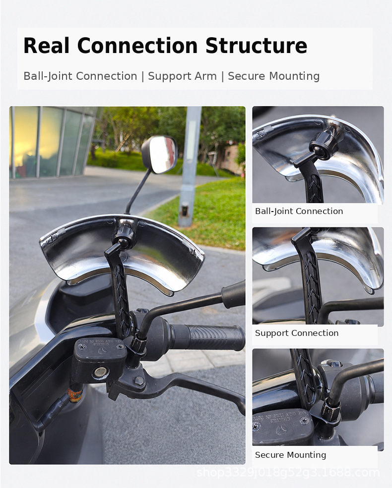Motorcycle and bicycle wide-angle auxiliary rearview mirror, electric vehicle reflector, blind spot mirror, adjustable angle, car mirror accessories