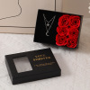 Storage system contains rose for St. Valentine's Day, soap, necklace, ring, earrings, lipstick, gift box