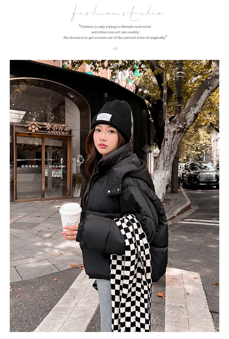 Piumino invernale in cotone 2023 nuova giacca in cotone da donna versione coreana giacca da studente corta con cappuccio per pane sciolto_voghion.com