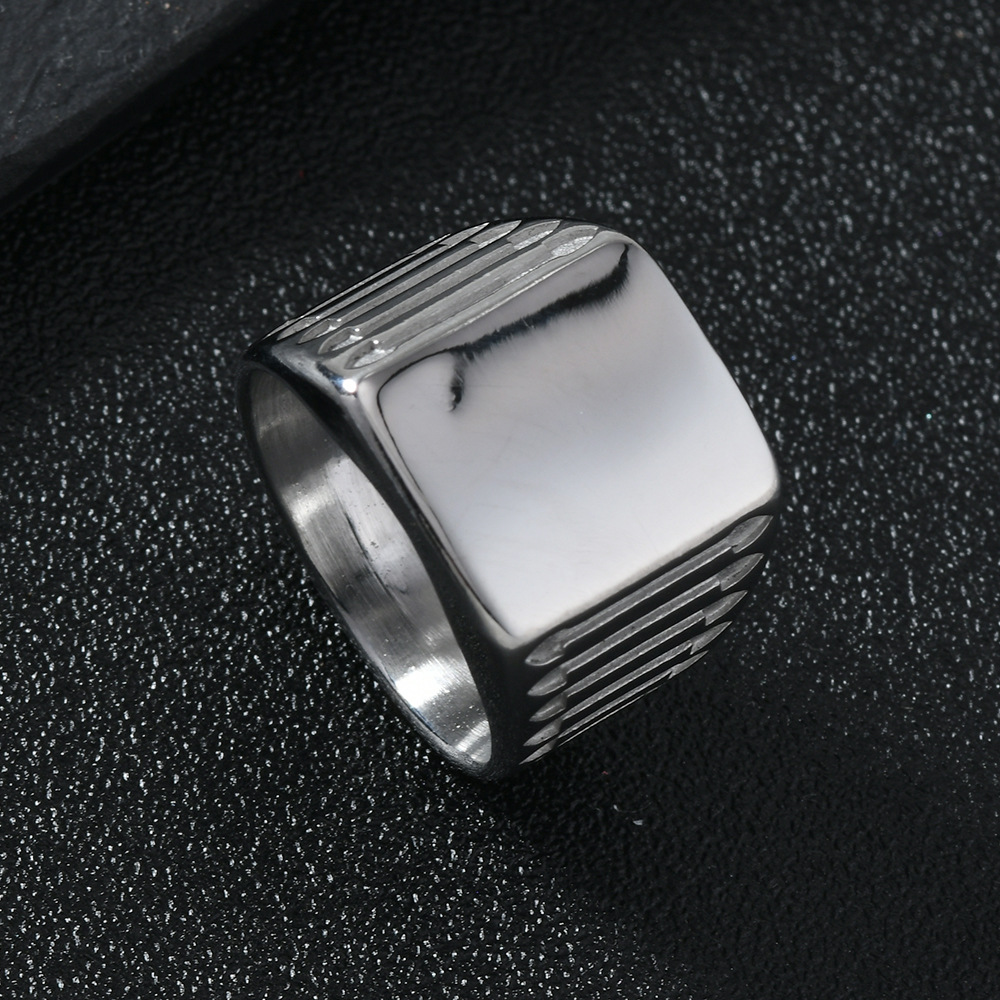 Holiday, Daily Occasion 304 Stainless Steel Material Hip-Hop Solid Color 304 Stainless Steel Plating Men's Rings Men Band Rings