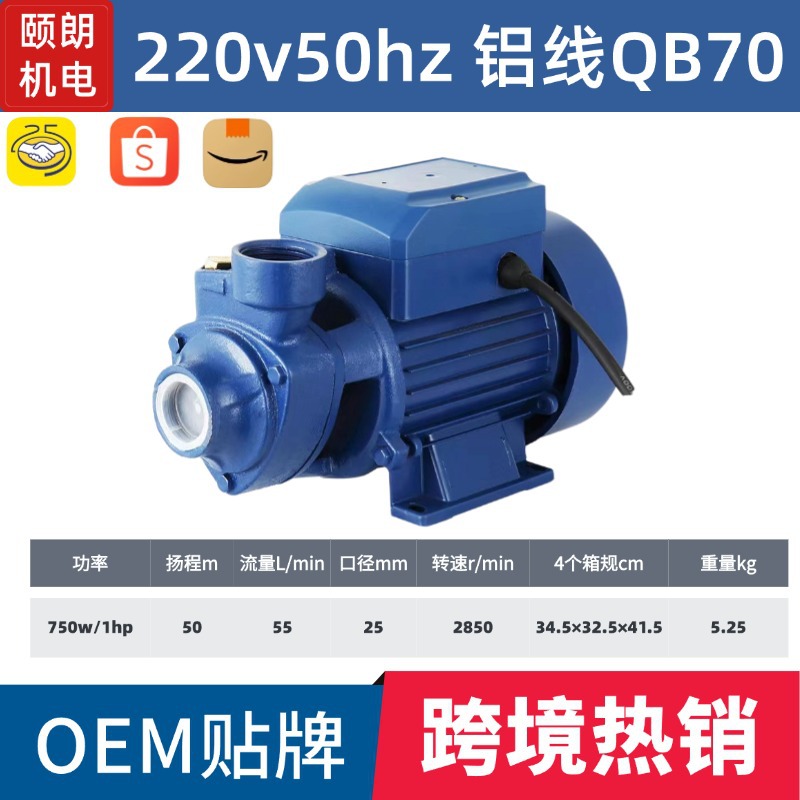 QB vórtice bomba QB60/70/80 bomba de vórtice de agua clara AC220V/110V/127V panel solar DC12V24V