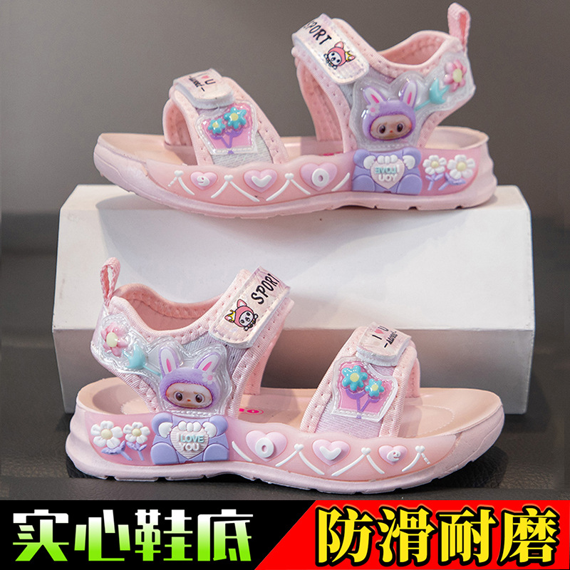 Sandalias de Princesa con Estampa de Dibujos para Niñas, Suela Suave y Antideslizante para Playa