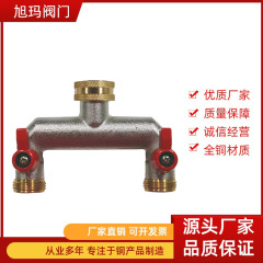 アマゾン分水器黄銅メッキニッケル2通分水器ボールバルブ3/4ダブル制御蛇口ガーデン分水器