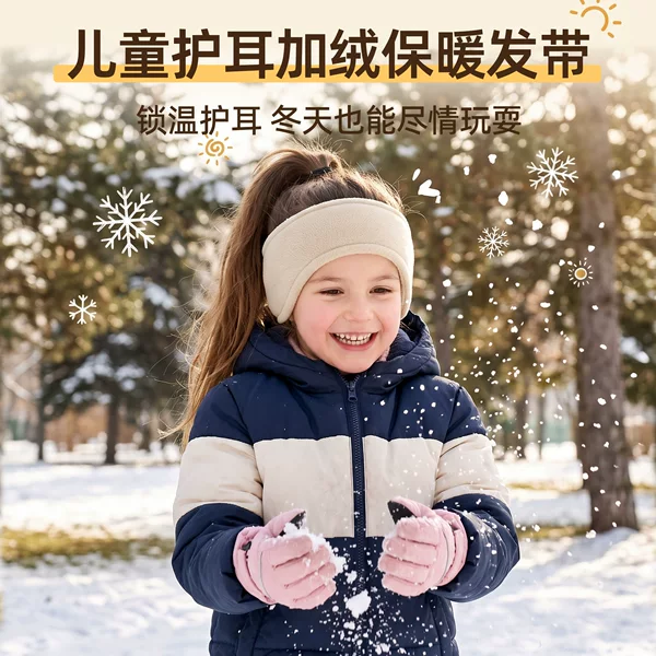 Shuntai Xin children's ear-protecting headband, autumn and winter fleece-lined warm headband, unisex for outdoor sports, running, and skiing