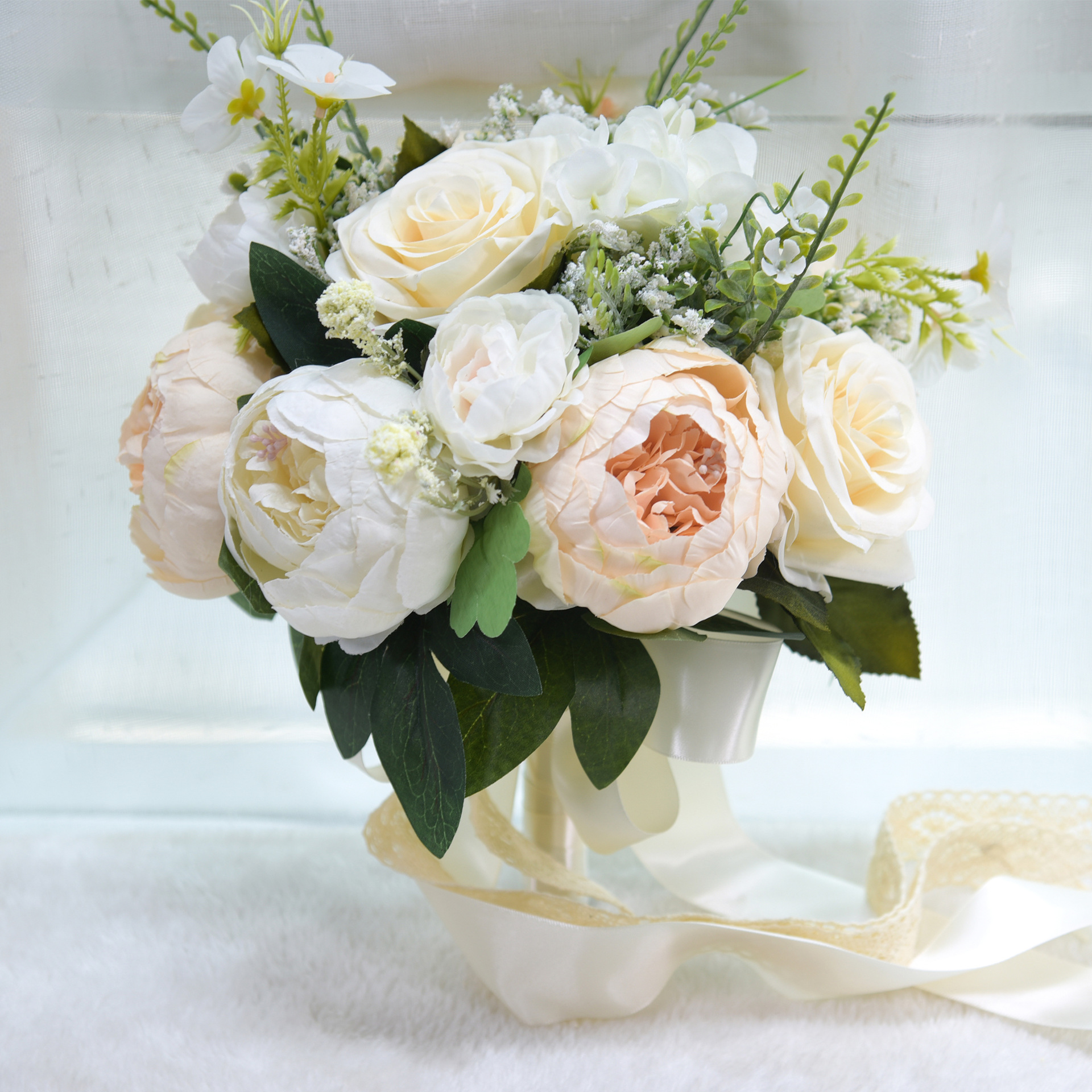 Eternal Angel 943 Simulation Peony Bouquet European Style Peony Handheld Flower Wedding Bride Supplies 