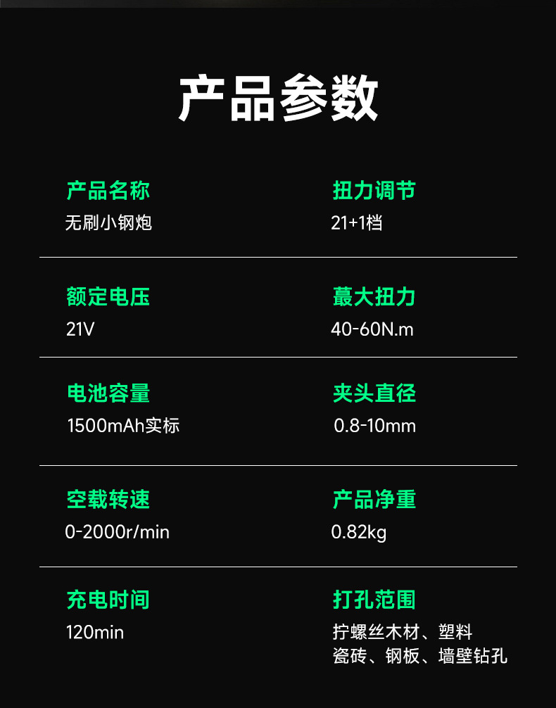 Zuoguan 21V Brushless Electric Drill Multifunctional Lithium