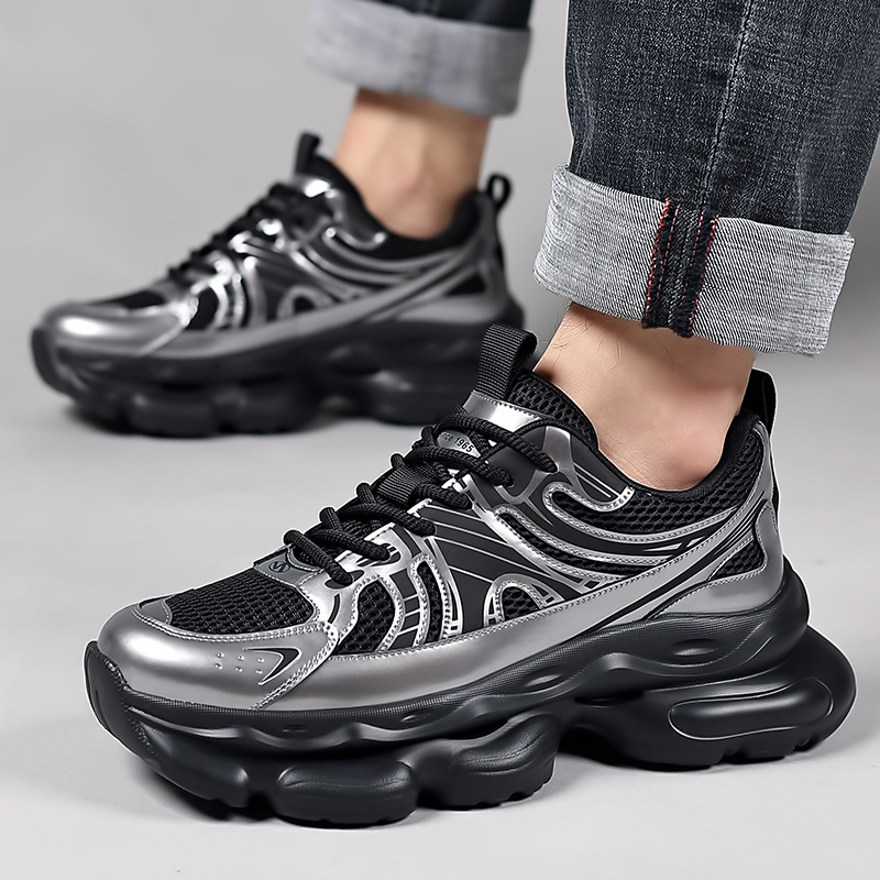 Zapatos de verano 2025, nuevos zapatos de correr transpirables, moda, zapatos de moda casuales, zapatos de hombre con suela gruesa al por mayor.