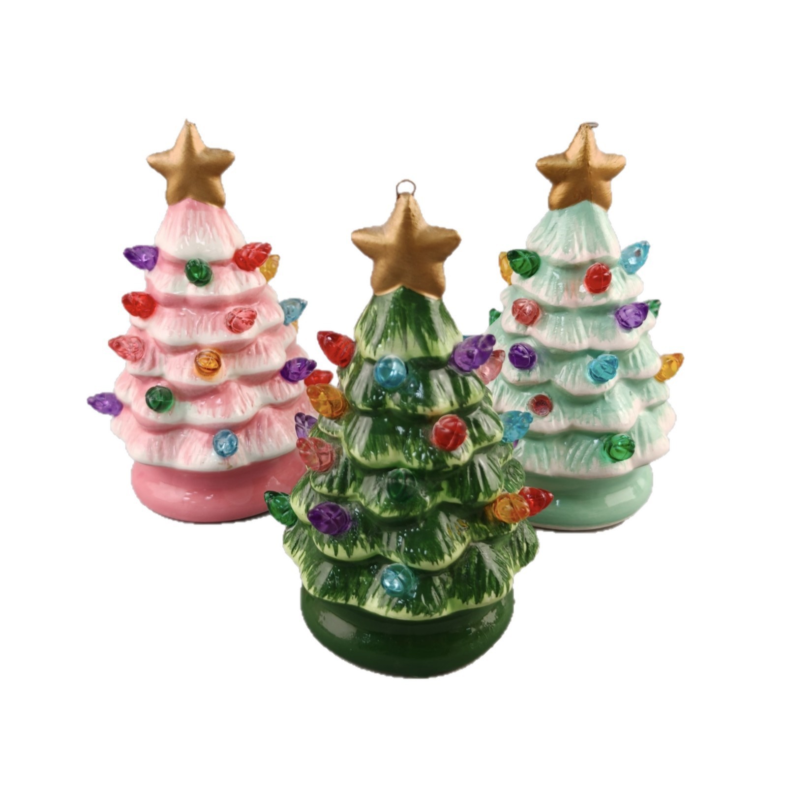 Navidad árbol de Navidad tricolor cerámica de Navidad LED decoración luminosa piezas transfronterizas explosivas regalos de Navidad cerámica