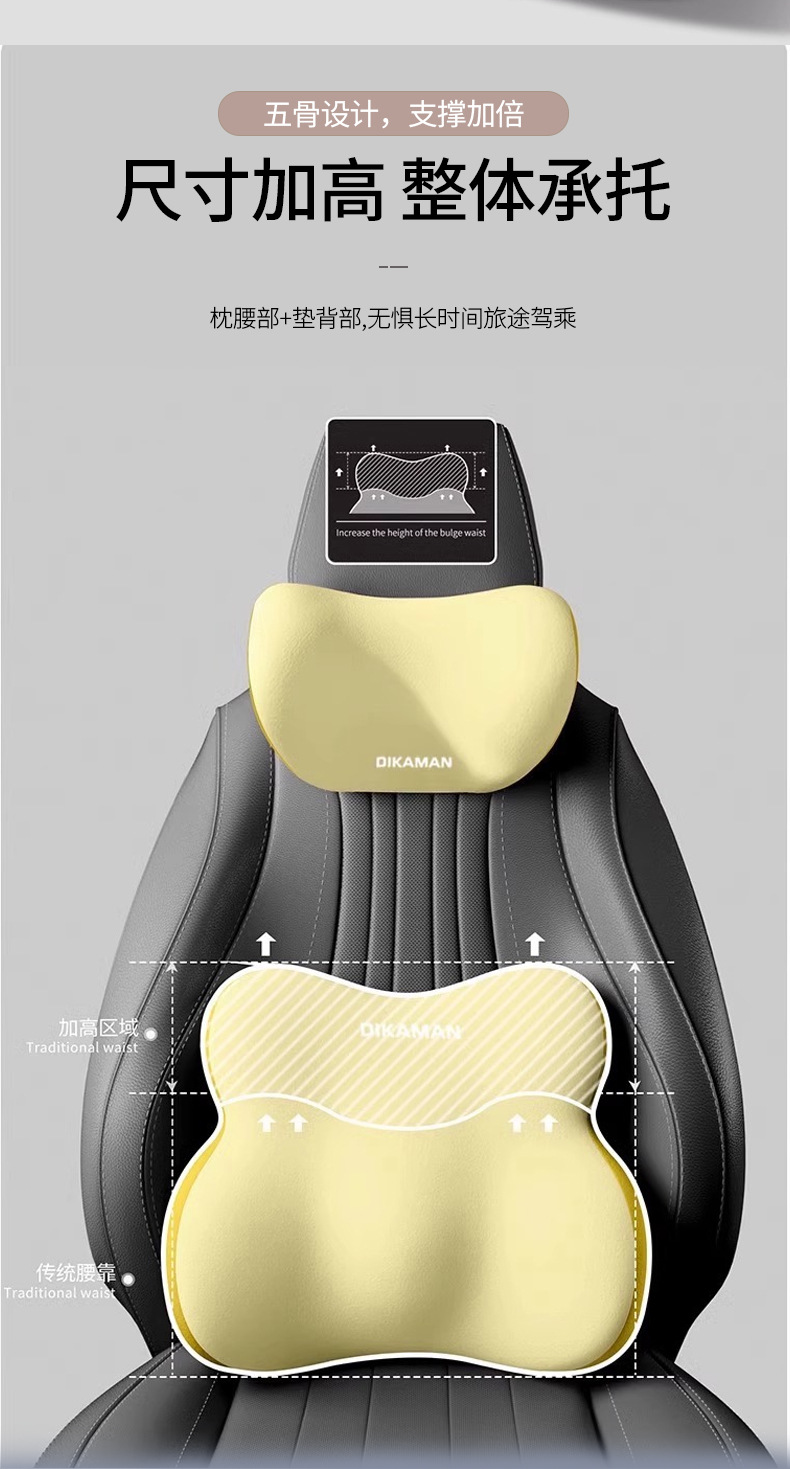 Customized Car Lumbar Support Headrest, Sedentary Waist Support, Neck Protection, Driving Office Seat Waist Support Artifact, Lumbar Support Headrest