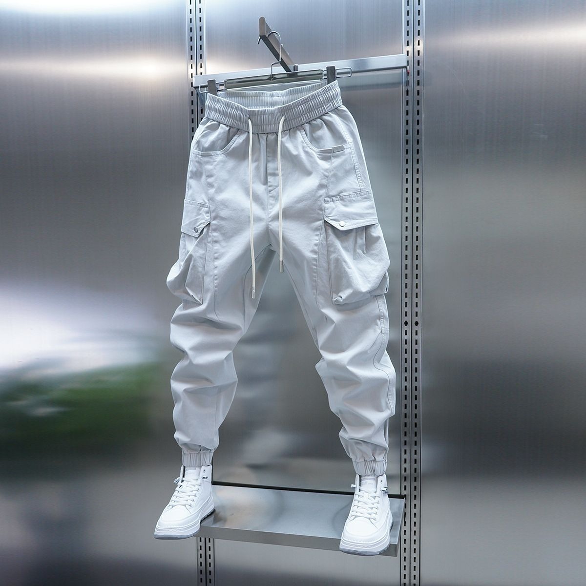 New Casual Pants for Men, Spring and Autumn, Solid Color, Slim Fit, Versatile, Tapered Pants, Korean Style, Youth, Pocket, Cargo, Jogger Pants