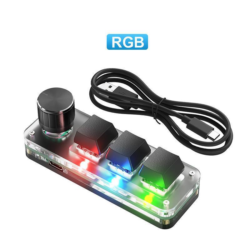 3 Keys and 1 Knob Custom Mini Keyboard with Rgb, One-Key Copy and Paste Mini Keyboard, 122*62*40mm 3 Keys and 1 Knob Custom Mini Keyboard with Rgb, One-Key Copy and Paste Mini Keyboard, 122*62*40mm