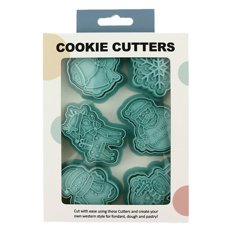 Molde de galletas de dibujos animados de Navidad para el hogar herramienta de horneado de bricolaje 3d juego de moldes de galletas de azúcar