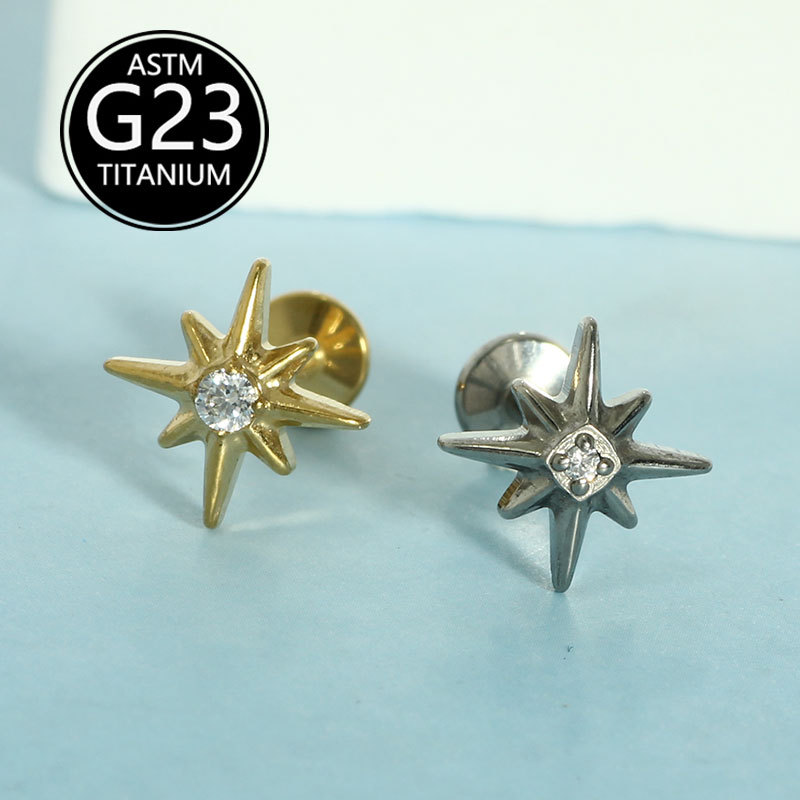 Pointed titanium steel lip stud product view