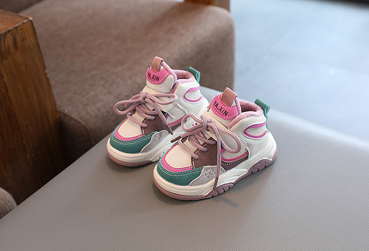 Girls' Sports Shoes 2024 Autumn and Winter New Trendy Brand High-Top Sneakers Cute Cartoon Decoration Boys' Second Cotton Casual Shoes_voghion.com