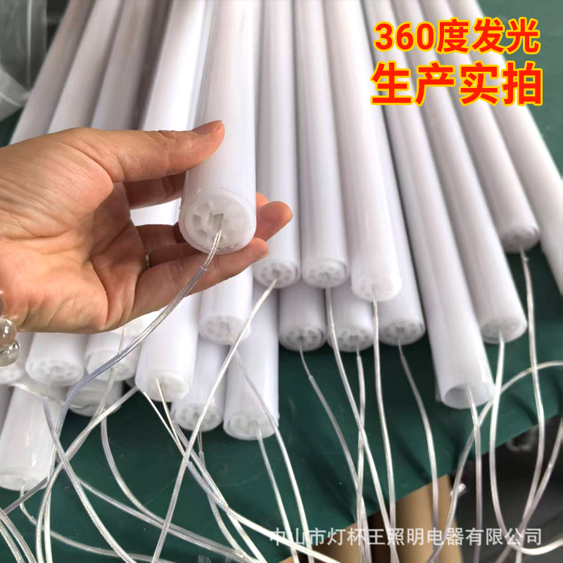 360 grados redondo acrílico luminoso LED tubo de lámpara acrílico tubo de lámpara vertical colgante de pared colgante placa de lámpara publicitaria