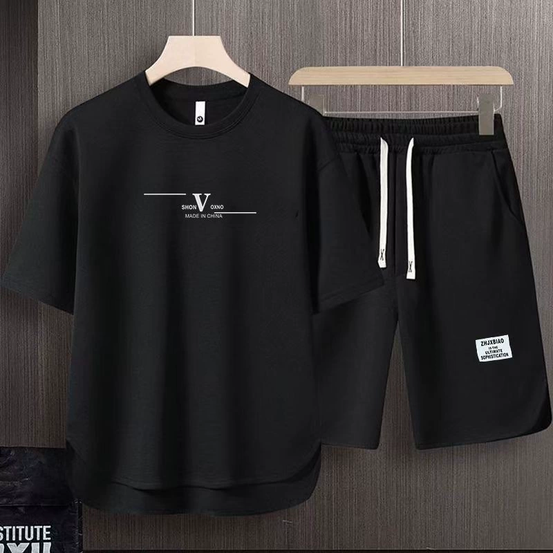 Summer set, quick dry shorts, men's trousers, with short sleeve, oversize