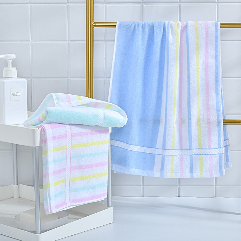 Wholesale Mercerized Towels, Extra-Long Thin Face Towels, Lightweight, Easy to Wring, Soft and Absorbent Face Towels 7627 Color Stripes