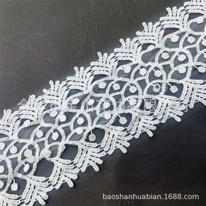 [in stock direct supply] embroidery lace accessories polyester bilateral barcode simple home textile and garment factory special accessories