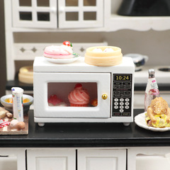 1:12 scale dollhouse miniature kitchen micro scene white microwave model with gold handles