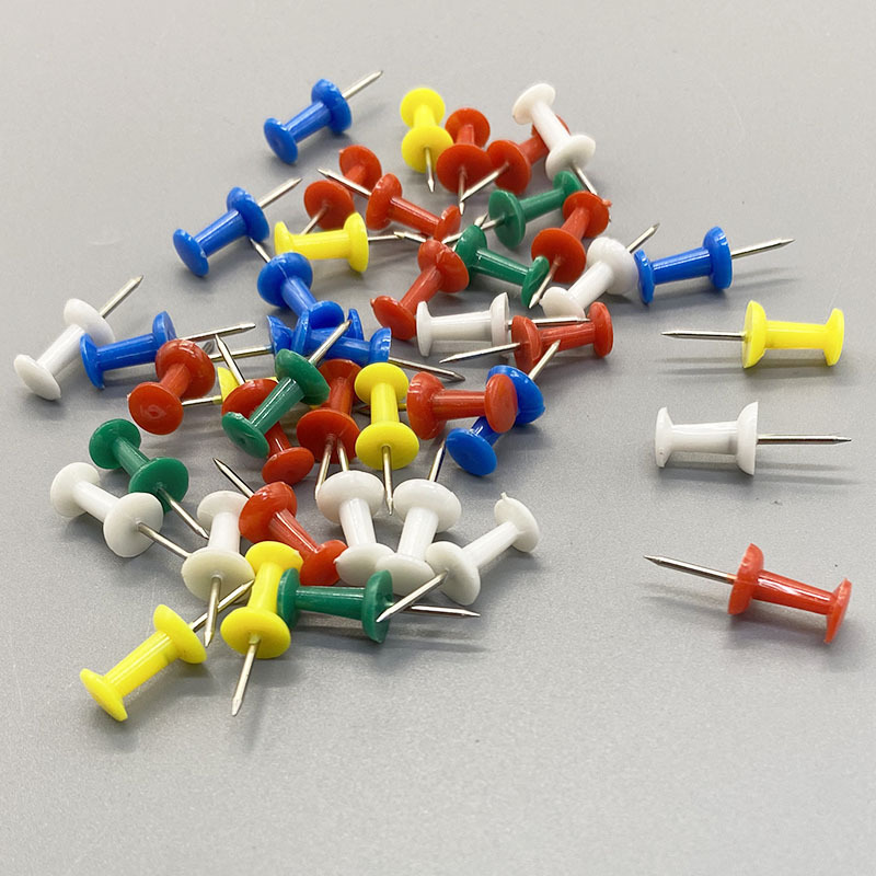 彩色工字钉绘画图纸固定钉子十字绣装裱塑料柄按钉混色图钉批发