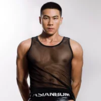 Малый оптовый Asianbum большой сетчатый дышащий модный стройный сексуальный полупрозрачный фитнес-спортивный мышечный жилет