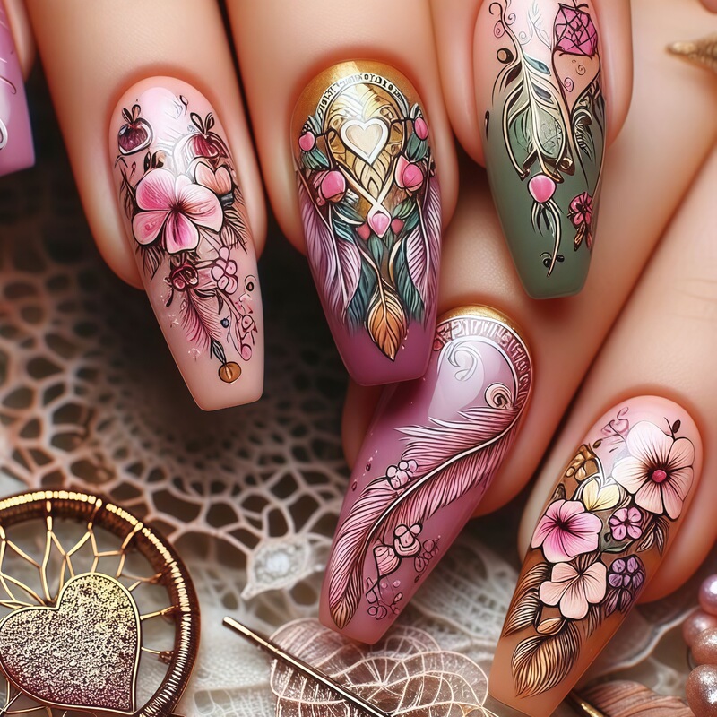 Romantic Art French European and American Wearable Nails Ballet Nails Heart Pink Cherry Blossom Feather Manicure Fake Nails Ed-58 Romantic Art French European and American Wearable Nails Ballet Nails Heart Pink Cherry Blossom Feather Manicure Fake Nails Ed-58