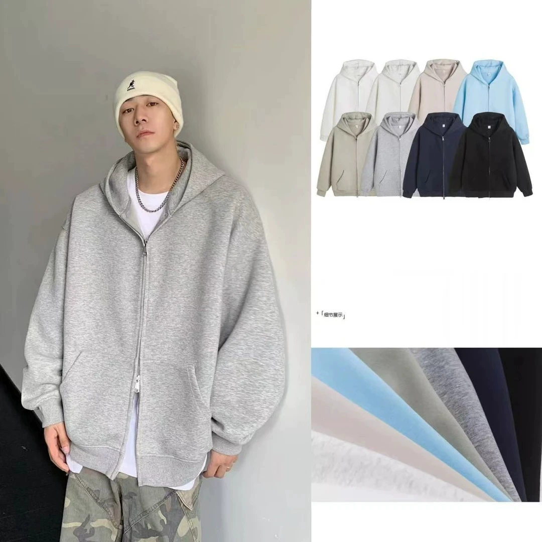 25 весенних новых стилей, 420 г, тяжелый кардиган, толстовка для мужчин и женщин, модная свободная повседневная однотонная толстовка с капюшоном ks001