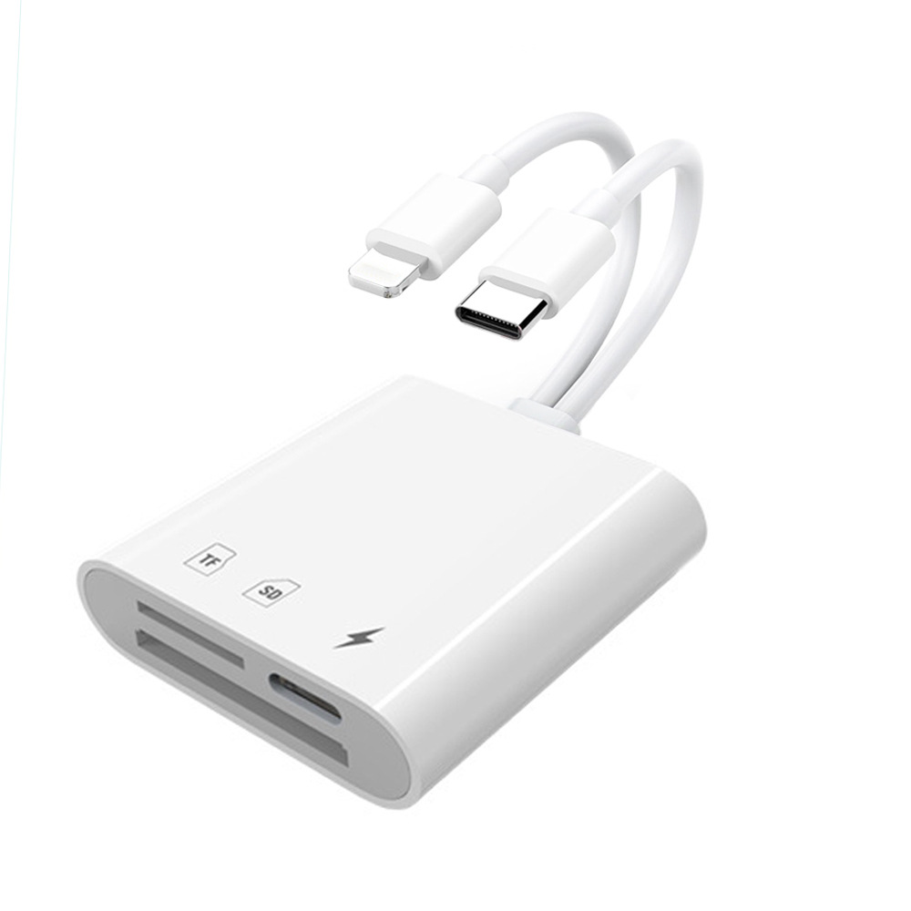 듀얼 라인 to SD+TF 카드 리더 + 충전 기능 내장형 본체