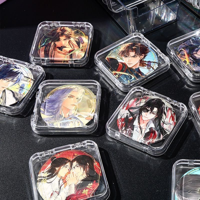 吧唧收纳盒透明亚克力密封徽章保护壳保护套5875mm防潮桌面展示架|undefined