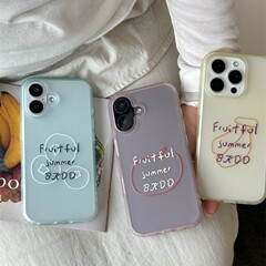 小众极简线条英文水果适用iPhone16苹果15ProMax/14/13手机壳新款