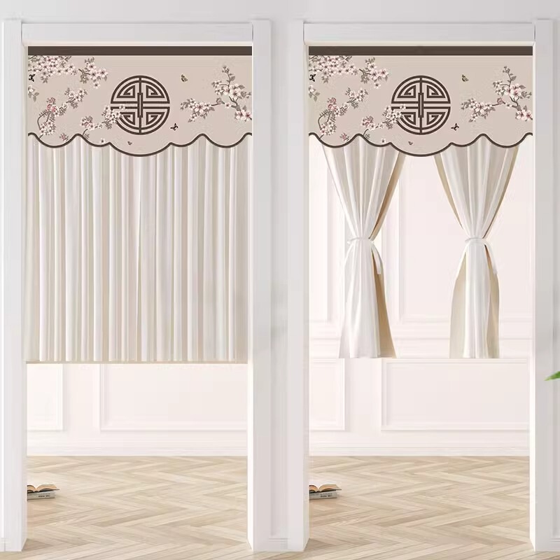 French-Style Door Curtain Partition Curtain for Home Bedroom Kitchen Blocking Curtain Half-Hanging Curtain Bathroom Curtain No-Drill Installation Ins Style