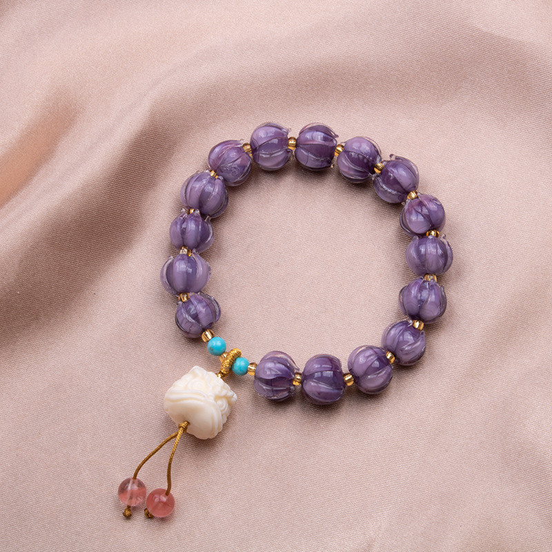 El año del dragón nueve templos de fuego púrpura con la misma pulsera de loto púrpura crepúsculo despierta león brazalete jugar joyerías al por mayor león campana