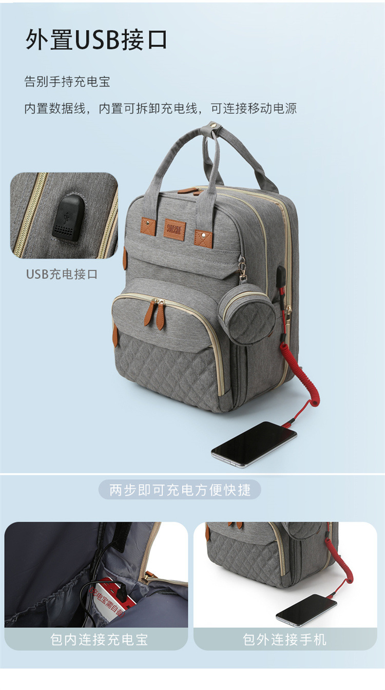 Mummy Bag Dry and wet separation hanging baby stroller, lightweight and fashionable for going out, baby milk storage bag, multi-functional bed bag undefined