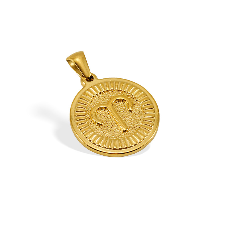 Constellation Pattern Plating Design 20mm 304 Stainless Steel 18K Gold Plated Constellation Pendant