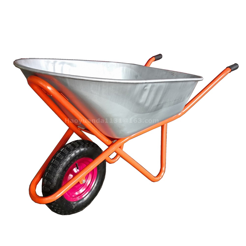 大容量110L镀锌金属铁斗手推车俄罗斯市场建筑工地沙土车水泥斗车