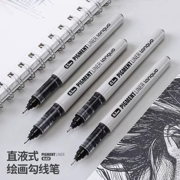 Blue Fruit Art Specialized Direct Liquid Line Drawing Pen, Large Capacity Black Ultra-Fine Needle Tip Pen for Sketching, Drawing, and Journaling