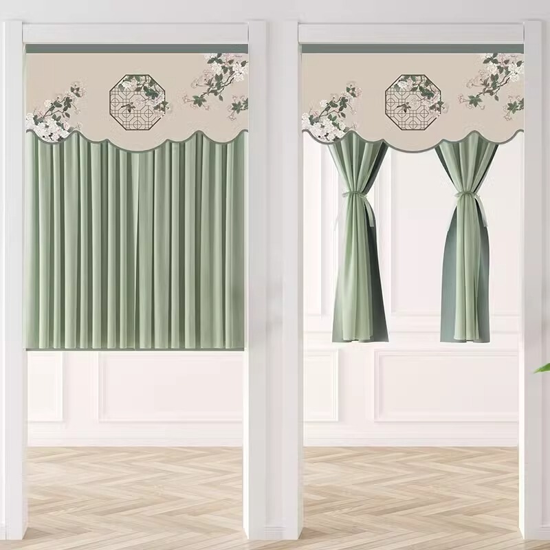 French-Style Door Curtain Partition Curtain for Home Bedroom Kitchen Blocking Curtain Half-Hanging Curtain Bathroom Curtain No-Drill Installation Ins Style