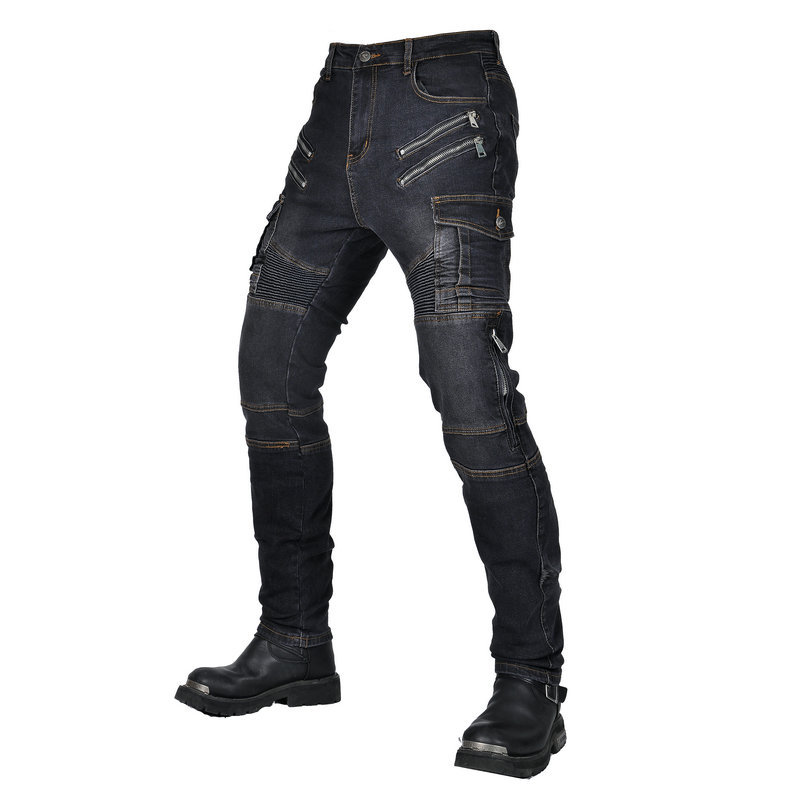 Pantalones vaqueros de la motocicleta de los hombres de la motocicleta VOLERO retro casual ajustable rodillera resistente a la caída de ciclismo pantalones JES-24