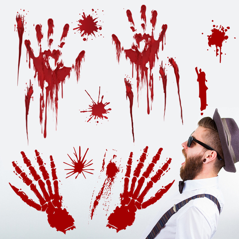 Halloween Pvc Window Stickers Blood Handprint Horror Stickers Halloween Haunted House Hotel Scene Decoration Pvc Wall Stickers Customization Halloween Pvc Window Stickers Blood Handprint Horror Stickers Halloween Haunted House Hotel Scene Decoration Pvc Wall Stickers Customization