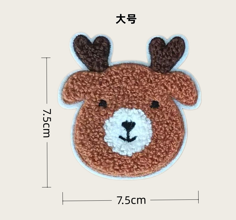 대형 시바 사슴 자수 스타일